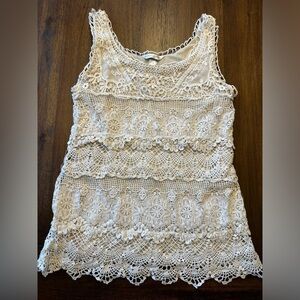 Christopher and Banks Elegant Cream Lace Tank Top- size Medium